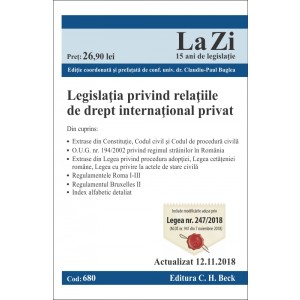 Legislația privind relațiile de drept internațional privat. Cod 680. Actualizat la 12.11.2018