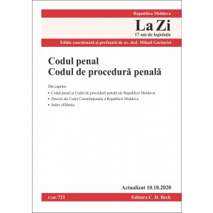 Codul penal. Codul de procedură penală – Republica Moldova. Cod 721. Actualizat la 10.10.2020