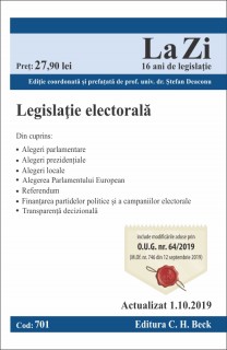 Legislație electorală. Cod 701. Actualizat la 1.10.2019